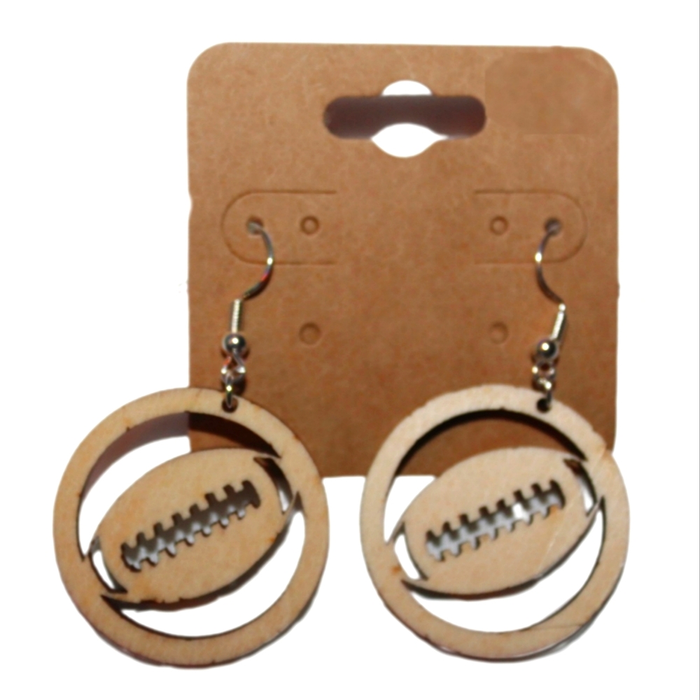 Wooden Super Bowl Football Earrings